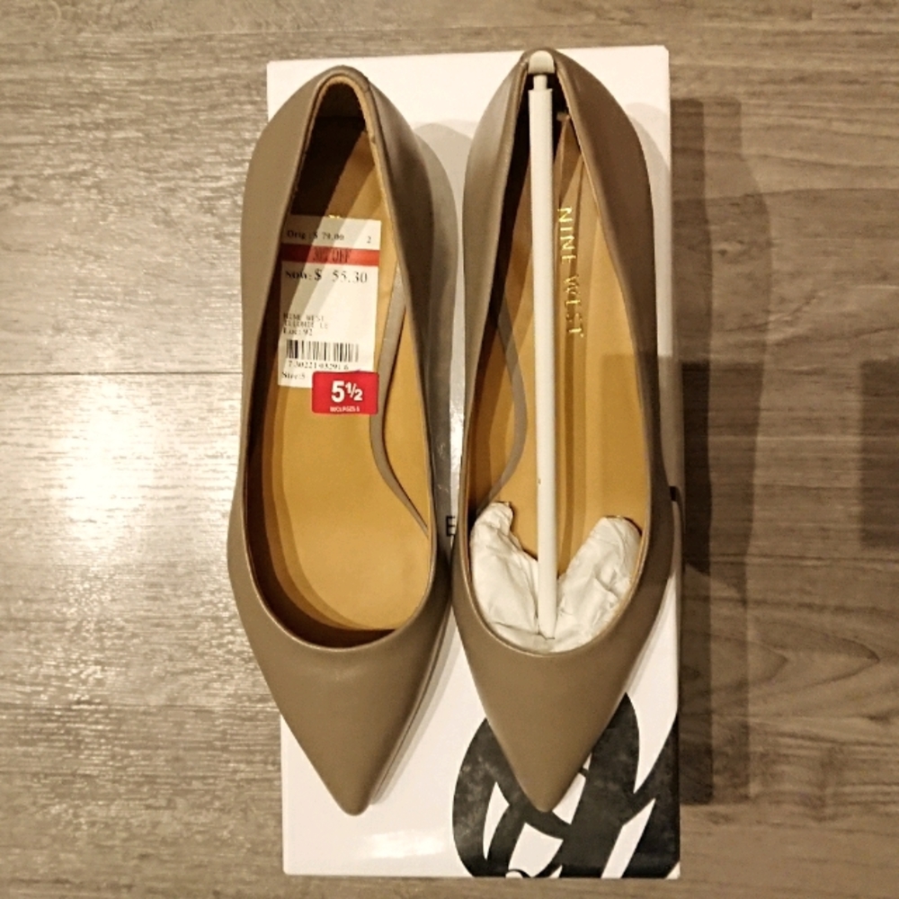 Nine West Illumie Taupe Kitten Heel Pumps